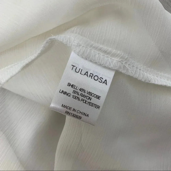 Revolve Tularosa Malia Mini Dress Shift Ivory Neck Tie Ruffle flare Sleeve XS - Picture 12 of 16